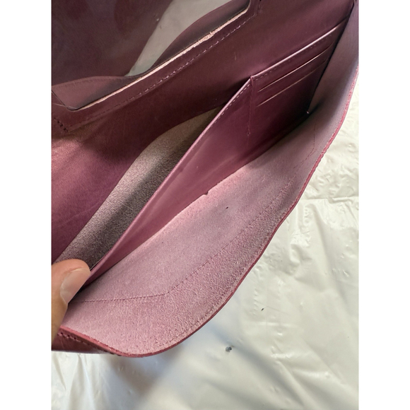 Abas Pink Leather Clutch Envelope Wallet Travel Barbie Pink - Picture 7 of 15